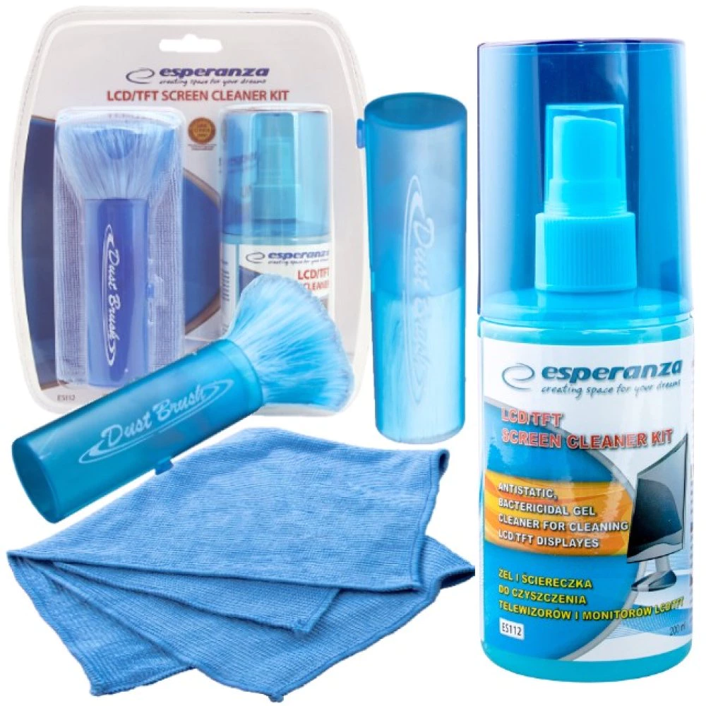 LCD/TFT cleaning kit with gel, microfiber cloth and brush