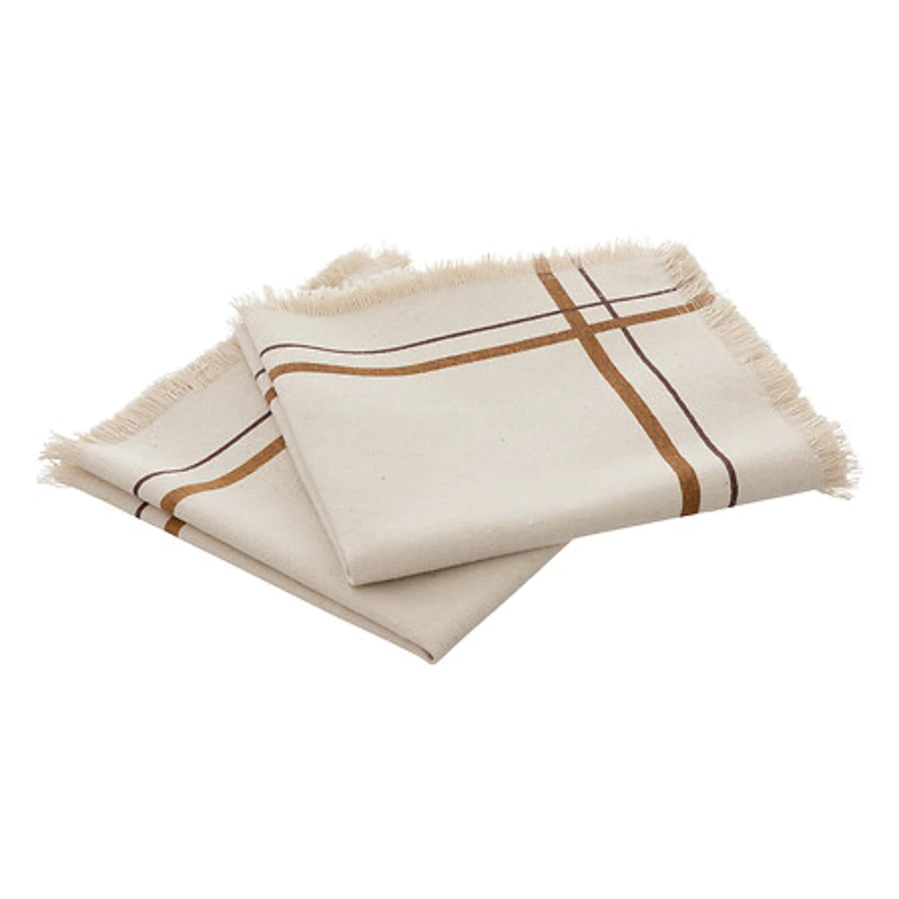 Maha Ray printed napkins 40x40 cm x2 – beige