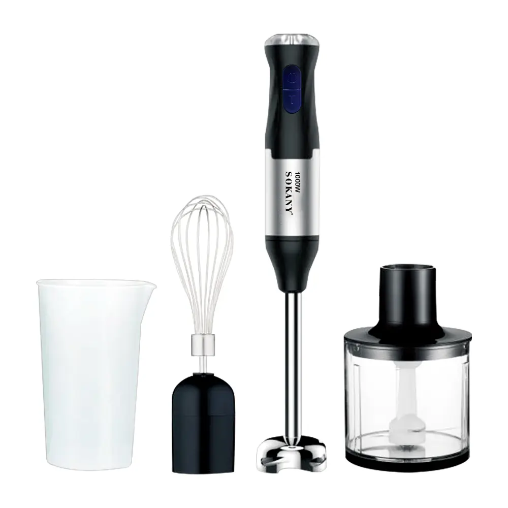 Mixeur plongeant 4 en 1, 1000 W, 5 vitesses