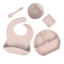 Magnifique kit complet beige pour le repas en silicone, sans BPA