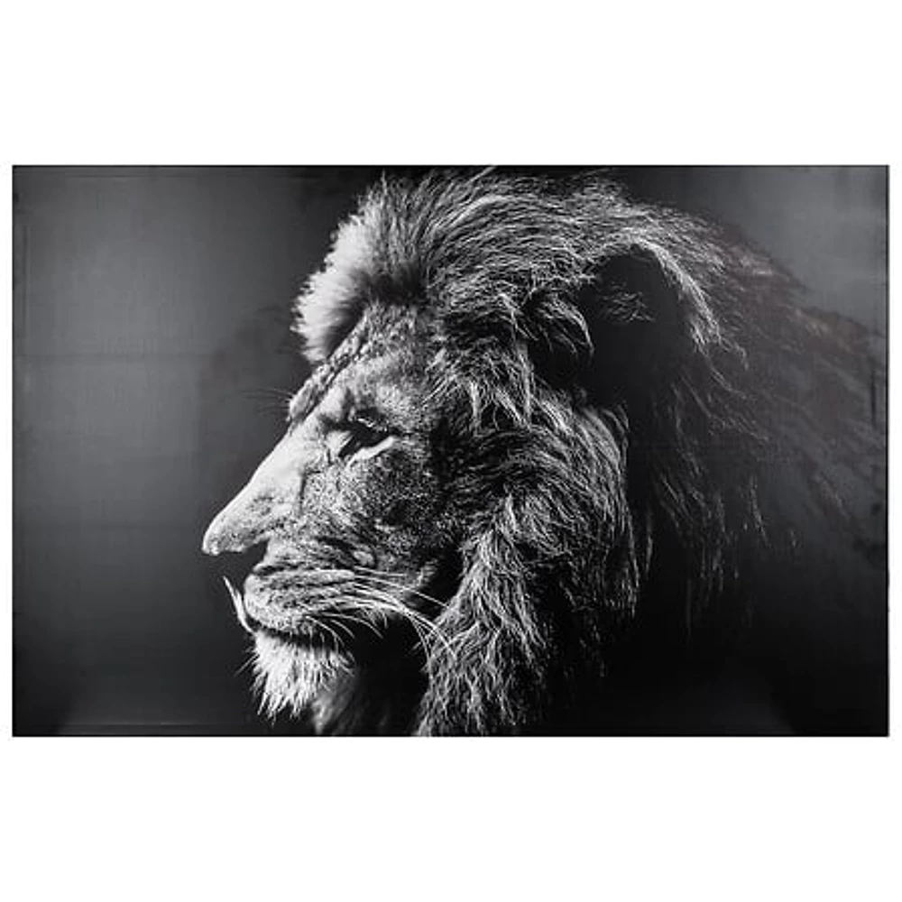 Lion printed canvas 78x118 cm – black and white