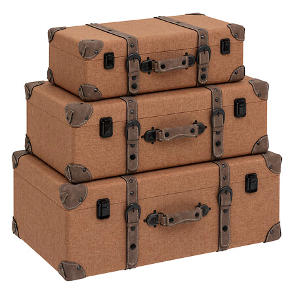 Brown Bev wooden trunk x3 – caramel