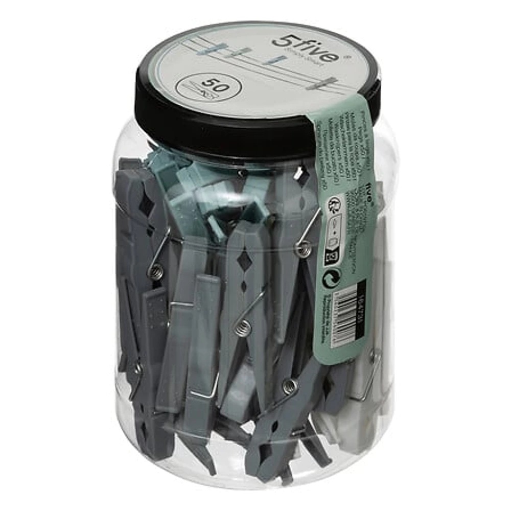 [164731 ZEN29] Clothespins x50 with jar – transparent