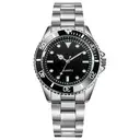 [K5008] Chic Quartz Watch, black dial, stainless steel bracelet. K5008
