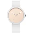 [K3100-15] Minimalist women's watch, nude dial background, white silicone strap.