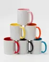 [N7] Mug en céramique blanche avec intérieur et anse colorés. 325 ml
