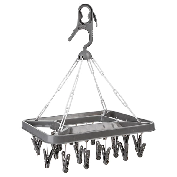 [117273 ZEN29] Seche-linge avec pinces x26 rectangulaire – gris