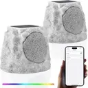 [GGII] 2x Enceintes Exterieures solaire Bluetooth / Rocher Gris