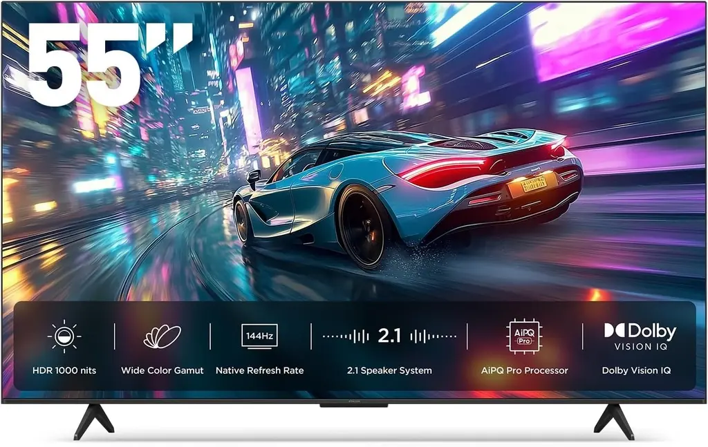 iFFALCON 55" Mini-LED 4K 144 Hz Dolby Vision TV (Google TV)