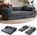 [CAN-GRIS] Dark gray convertible sofa