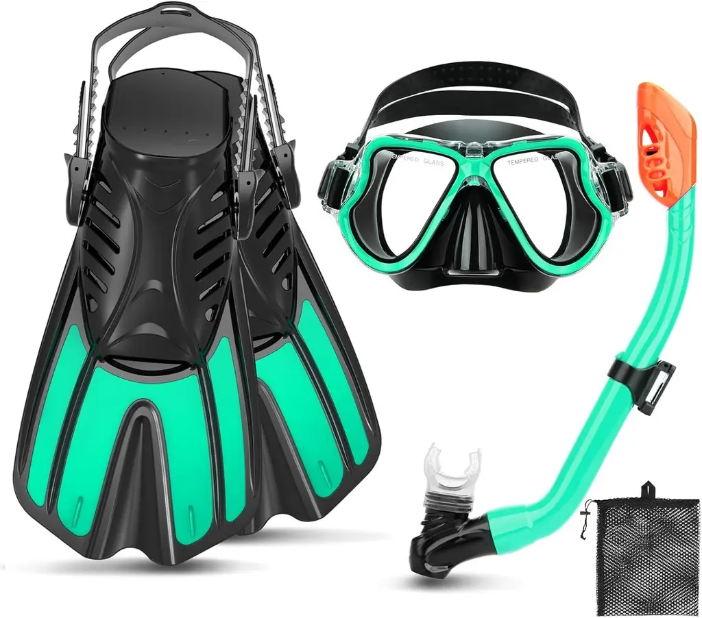 Kids snorkel set: mask, snorkel & fins, 3-14 years XS-S