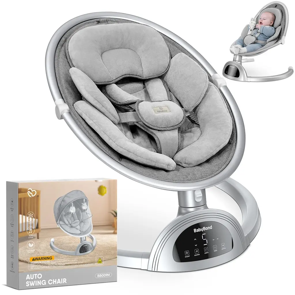 [BB009M] Auto Swing Bebe – Bluetooth with music, 5 speeds, 5-point harness – Remote control