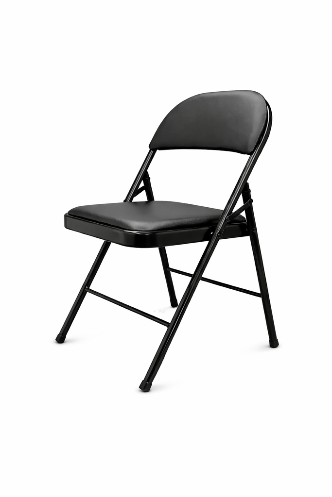 Chaises pliantes en acier rembourré – Noires