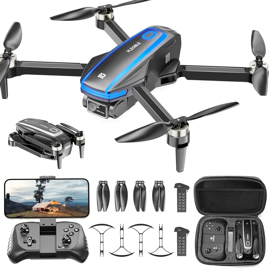 Drone 4K PLEGBLE PL515 caméra pliable, moteur brushless, 2 batteries FPV Wi-Fi