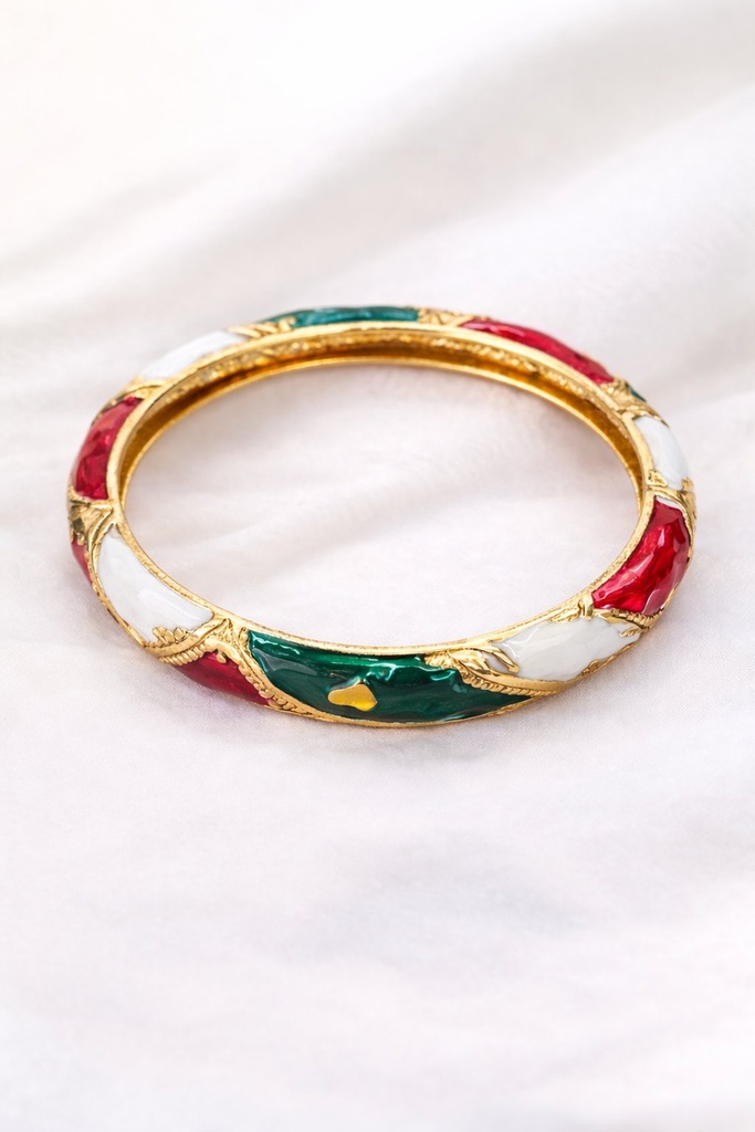 Gold Tricolor Enameled Bangle Bracelet