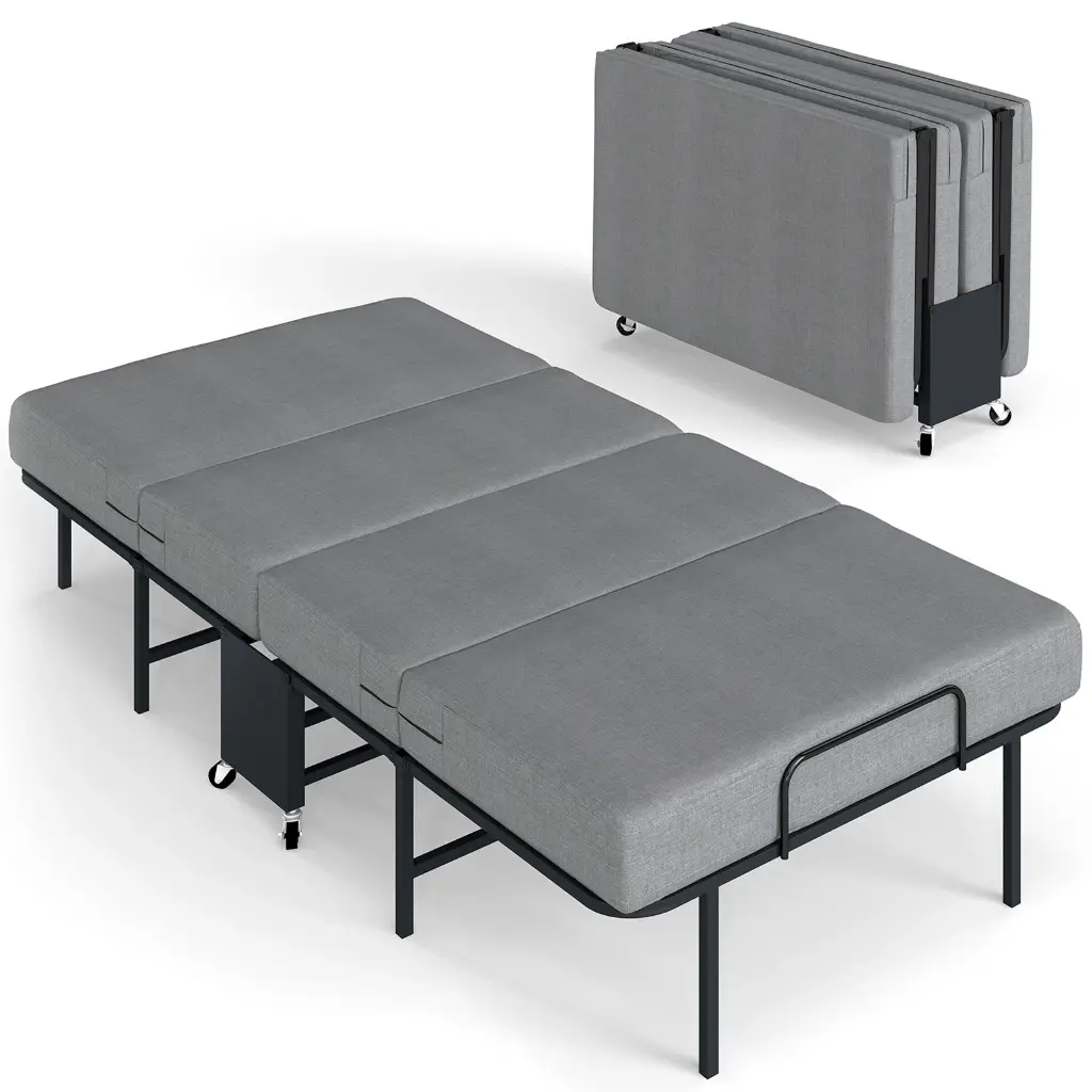 Lit pliant avec matelas – Lit d’appoint 1 place portable