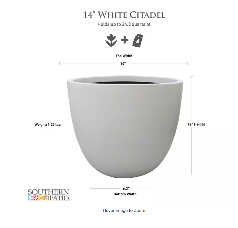 POT JARDINIERE EN PLASTIQUE BLANC 14" - 35.56cm