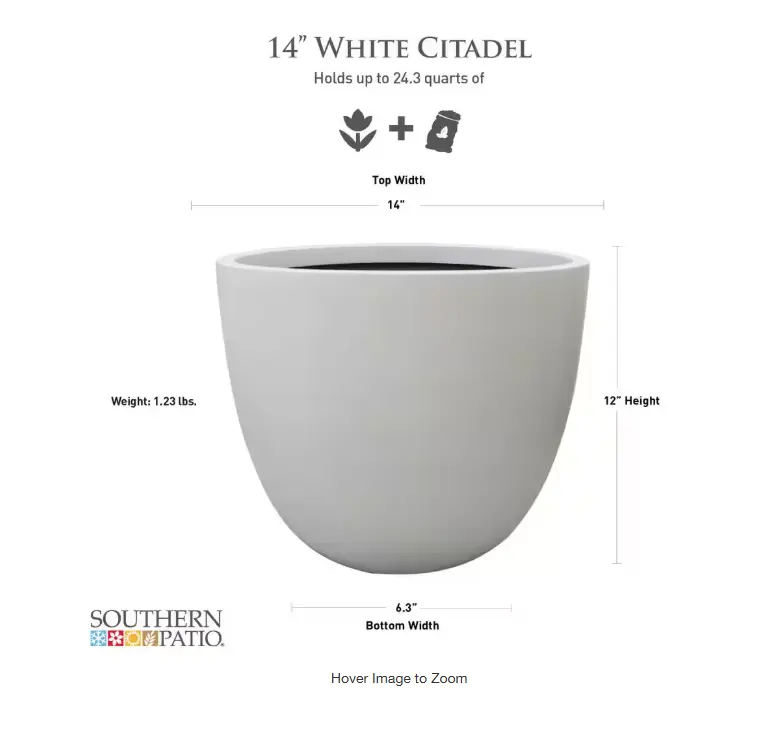 WHITE PLASTIC PLANTER POT 14" - 35.56cm