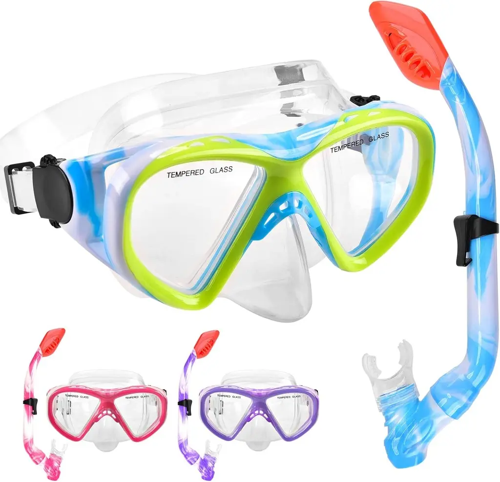 Kids Snorkeling Set with Dry Top Snorkel and Purge Valve