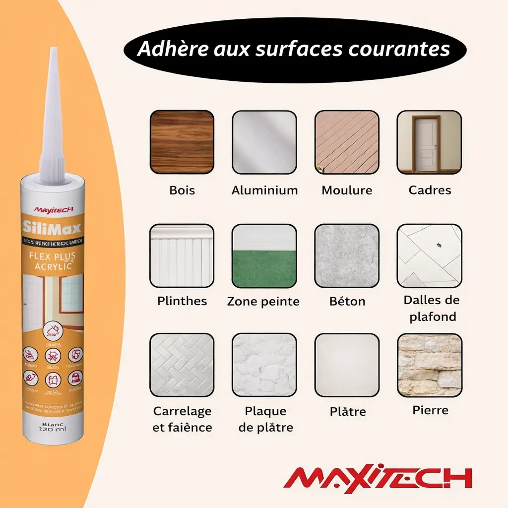 SILIMAX Flex Plus Silicone Sealant – Interior/Exterior Siliconized Acrylic, Paintable, White 280 ml
