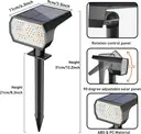 LED solar garden spotlight 56 ​​LED IP68 – Garden spotlight, warm white