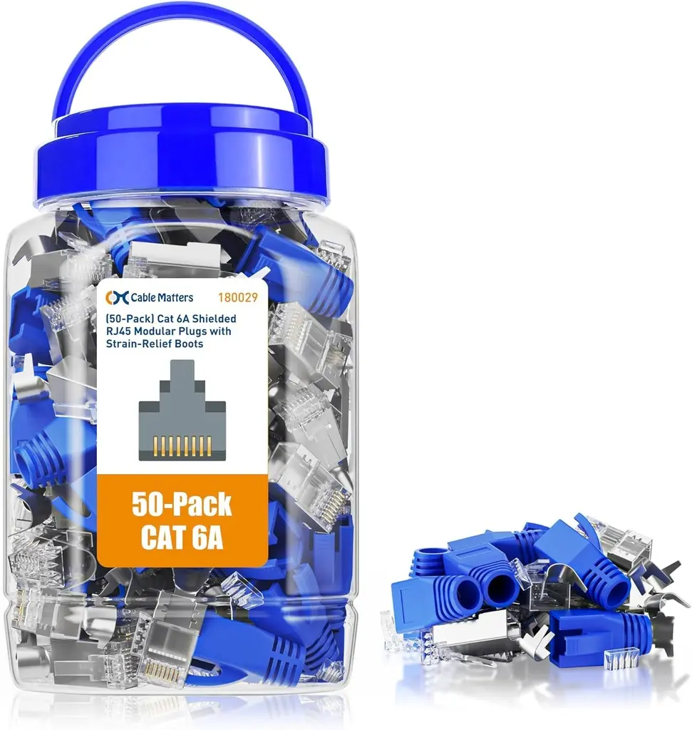 Shielded RJ45 CAT6A connectors - pack of 50 pieces