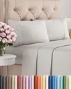 [NOZ-152X203] Queen 4-piece microfiber sheet set, soft and breathable - grey