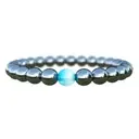 [ZEN3203] Bracelet Minceur Hematite avec Perle d'Opale Bleue