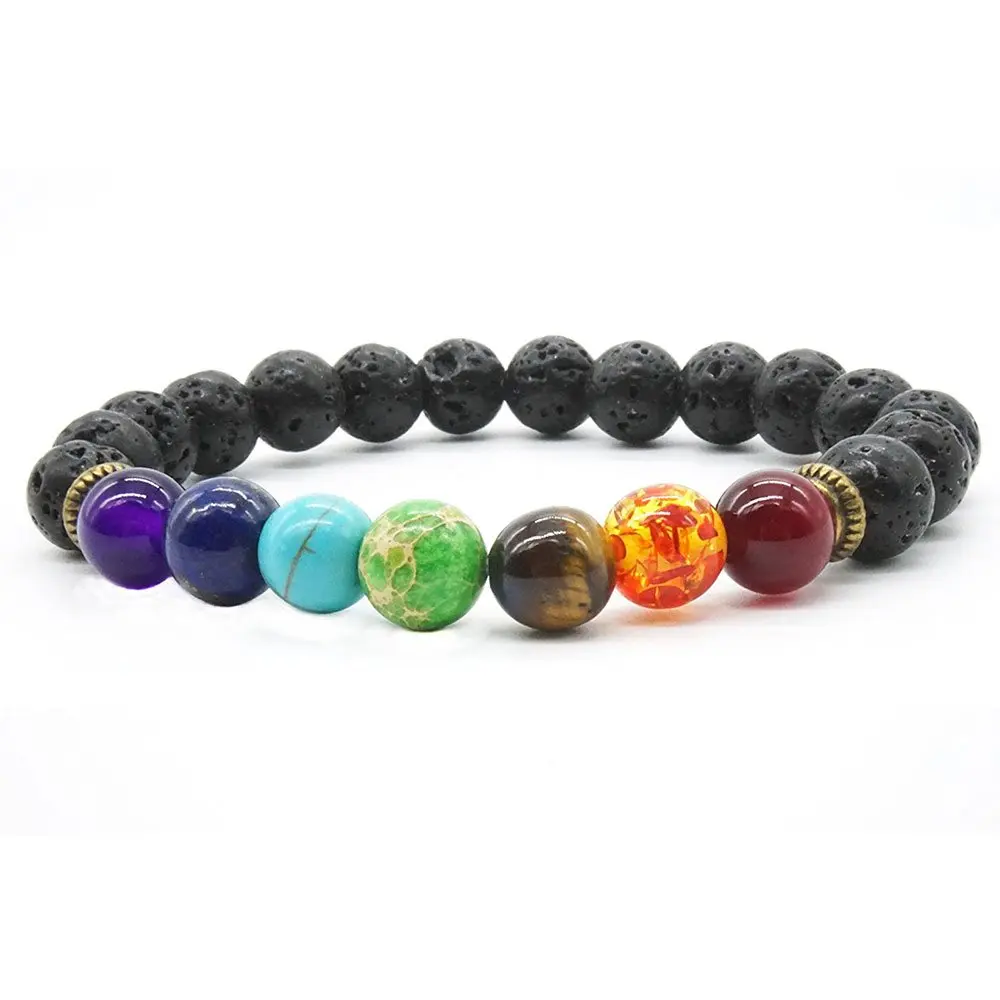 Bracelet Guerison des 7 Chakras Pierres de Lave