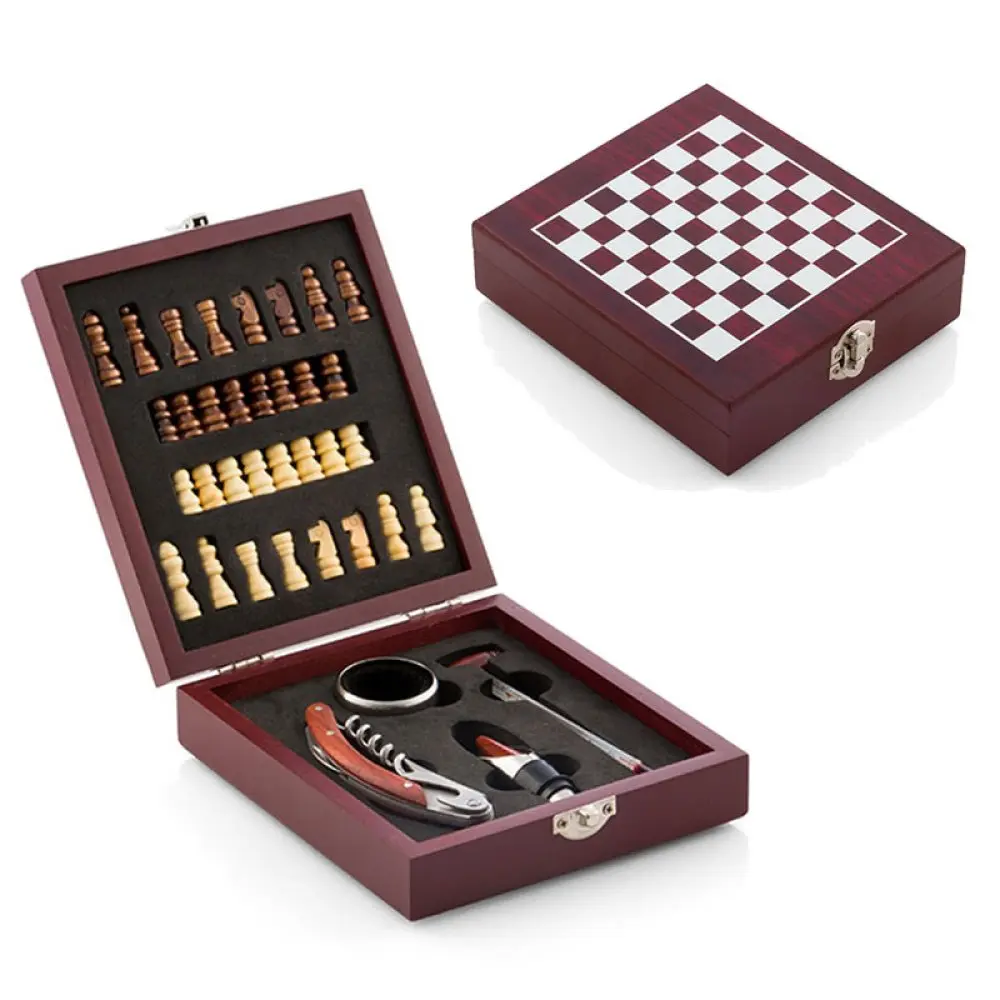 Wine accessories box with chessboard