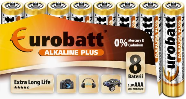 Alkaline Plus R3 AAA batteries 8 pieces