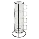[196448 ZEN35] Rack 4 mugs Mia 30 cl, transparent
