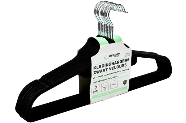 [013335 ZEN35] Black velvet hangers, set of 10