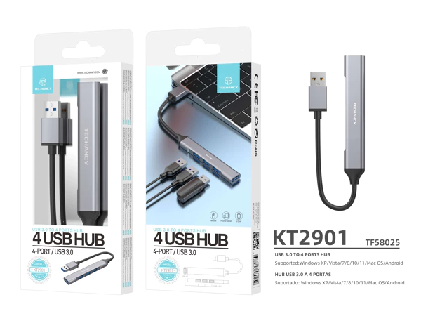 Hub USB 4 ports gris USB 3.0