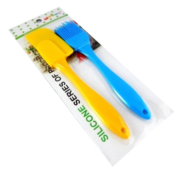 Silicone spatula with brush