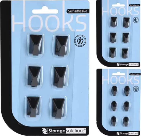 Self-adhesive metal hook 6 pieces