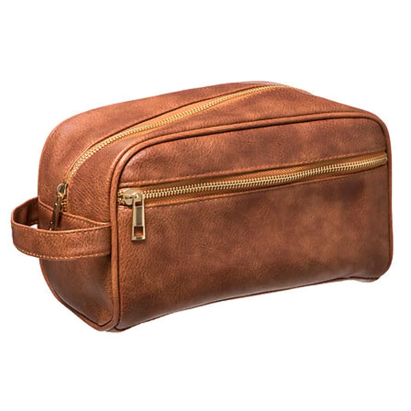 [174502 ZEN35] Trousse de toilette vintage, marron