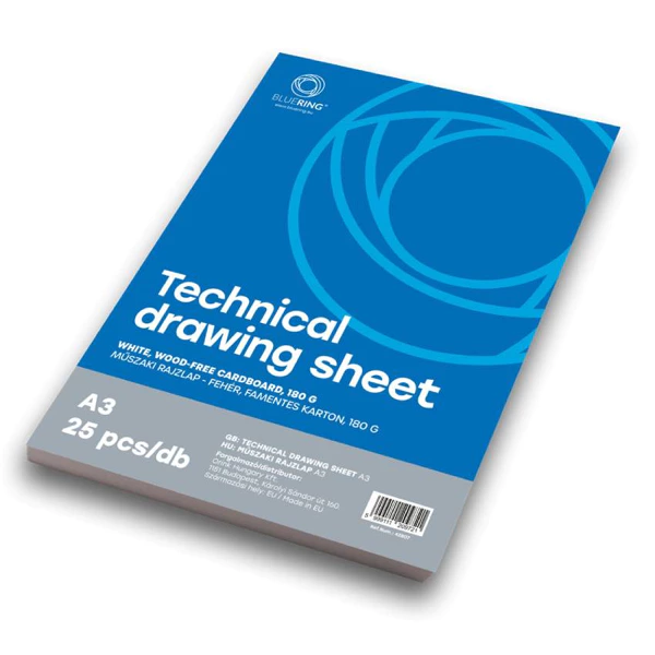 [5999111209721 ZEN35] Bluering A3 technical drawing sheet, 180g, 25 sheets
