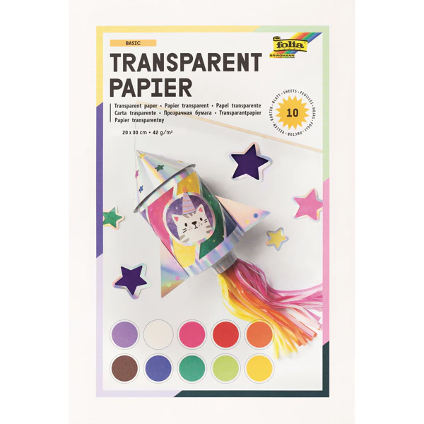 Papier transparent, 10 couleurs, 10 feuilles