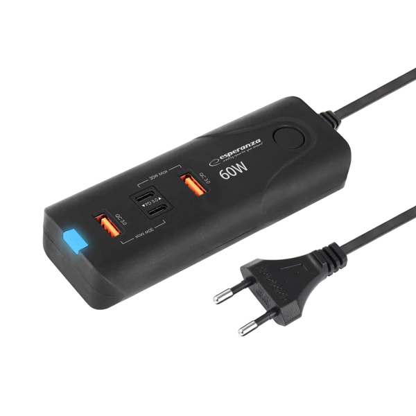 [EZC109 ZEN35] Chargeur mural 60 W – 2 x USB-C PD 30 W / 2 x USB-A