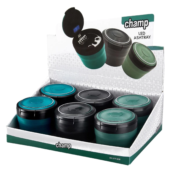 Compact LED car ashtray with built-in light