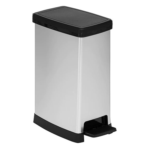[206737 ZEN35] poubelle ped plast 40l slim soft c, argent