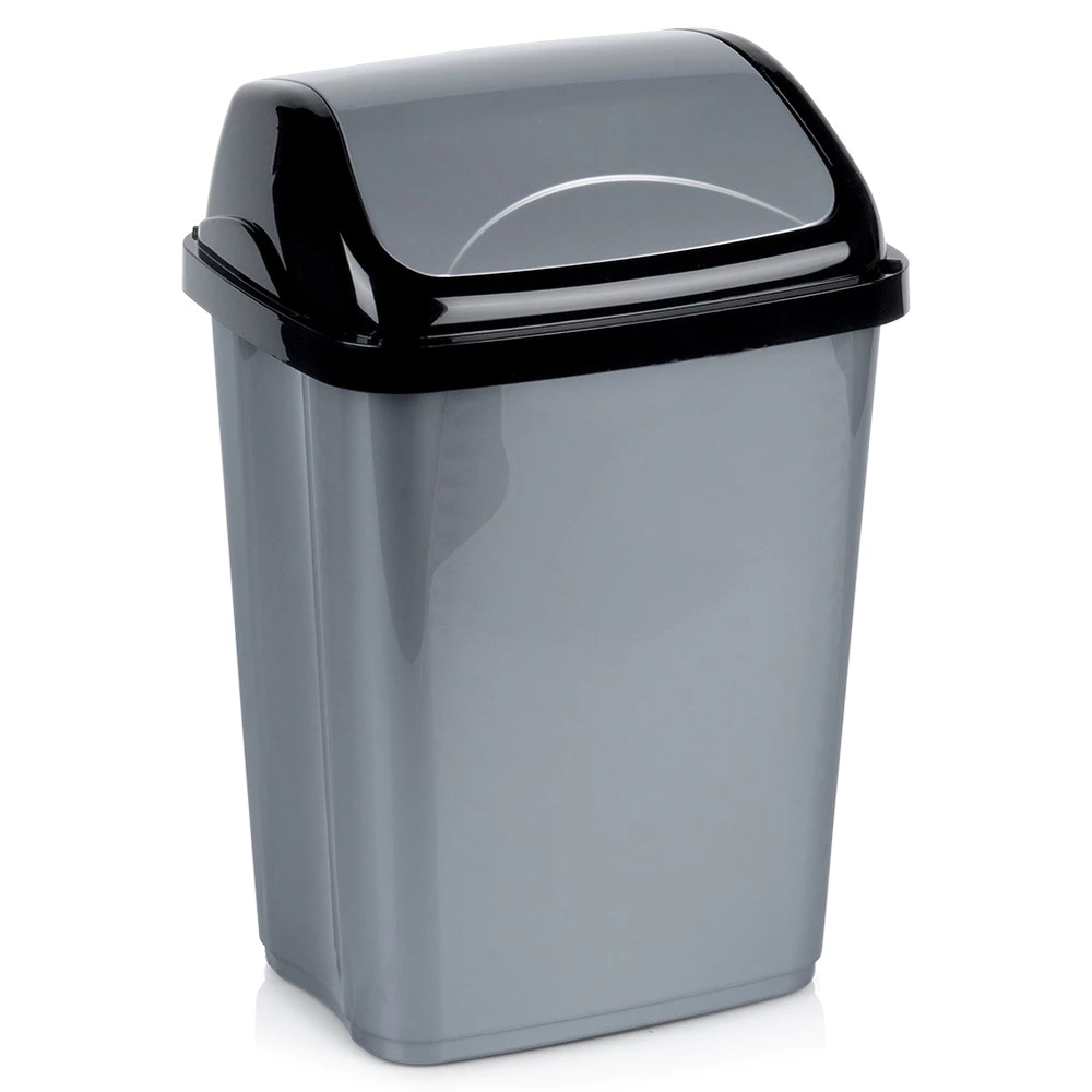 [731353 ZEN35] Gray plastic trash can 10 l