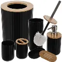 [00024636 ZEN35] Ensemble d'accessoires de salle de bain - noir