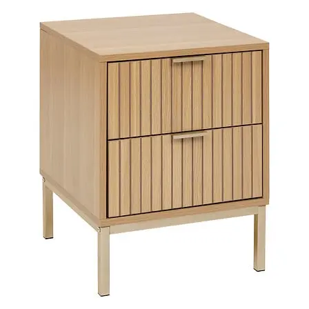 [193590 ZEN35] Tasso 2-drawer bedside table, beige