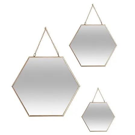 Leny metal chain mirror x3, gold