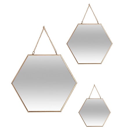 Miroir metal chaîne Leny x3, doré