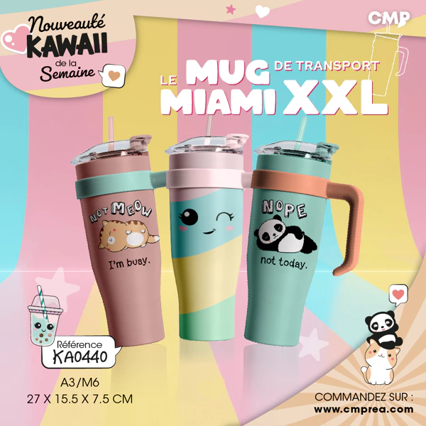[KA0440 ZEN35] Mug de transport Miami Kawaii 