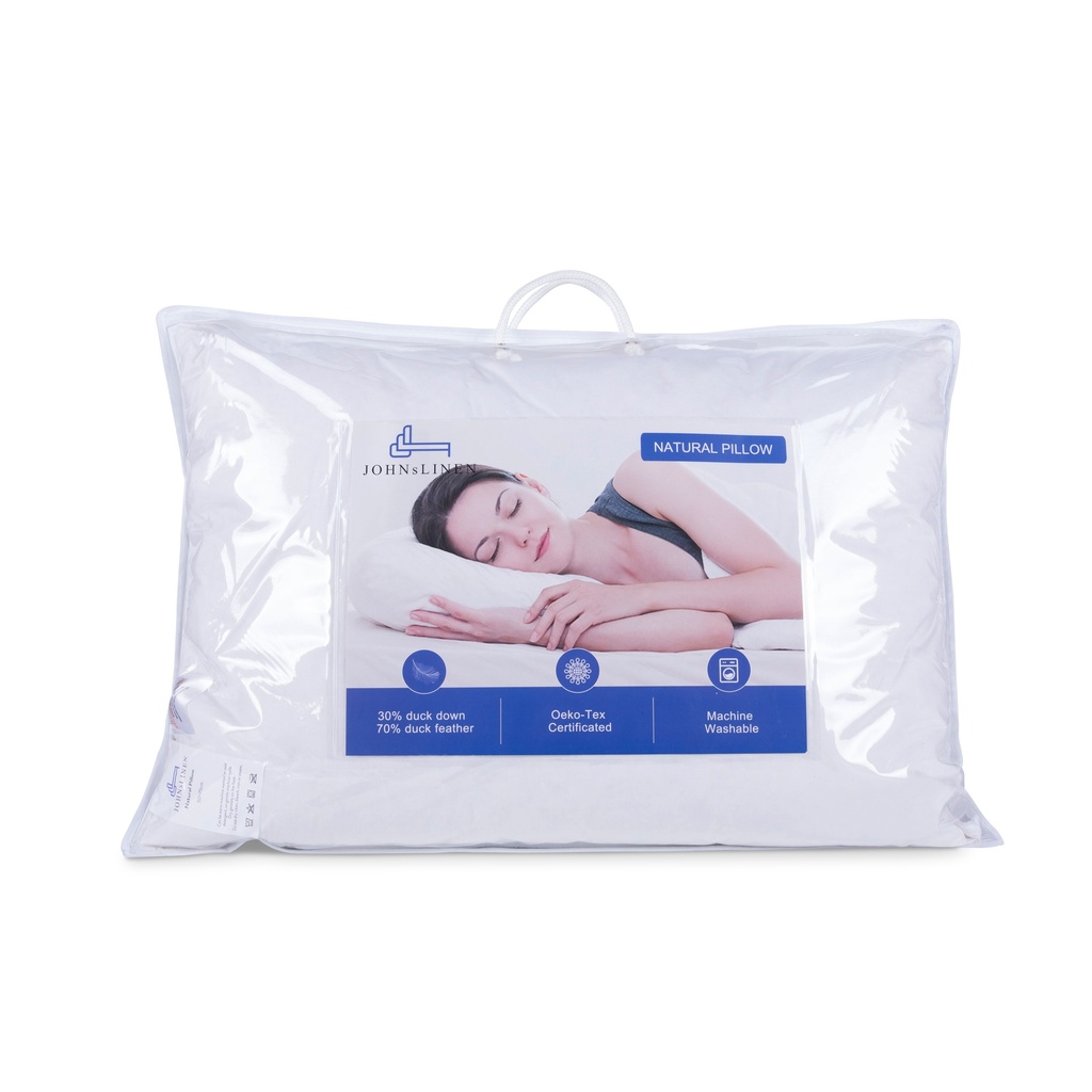 Oreiller naturel 30% duvet de canard, confort ferme et moelleux.