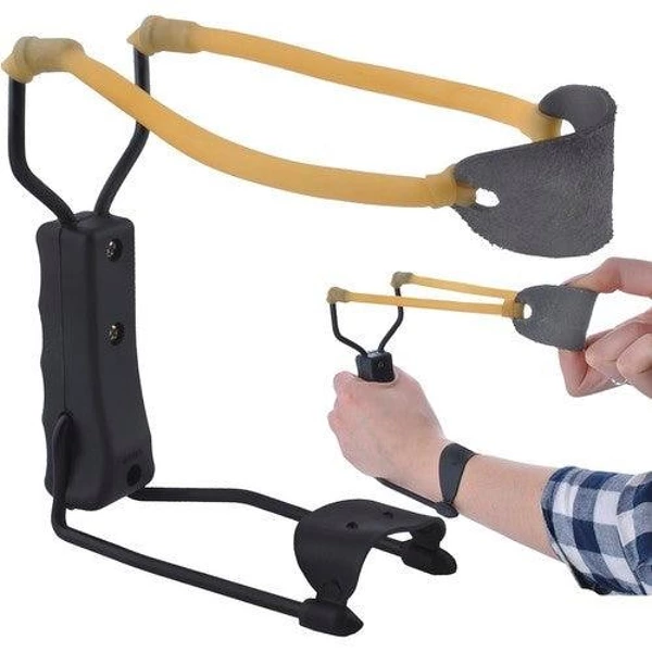 Catapult with forearm support, elastic cords